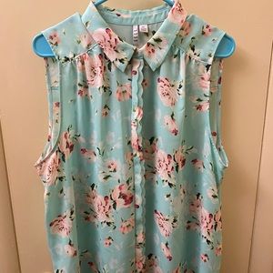 ELLE Teal Floral Blouse